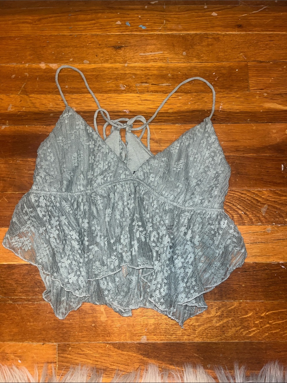 Light Green Lace Ruffle Cami Top